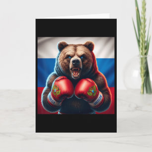 Tarjeta Orgulloso Boxeador Oso Ruso Rusia Boxeo Kickboxer