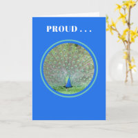 ORGULLOSO.como pavo real/personalizable/felicitaci