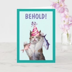 Tarjeta Orgulloso cumpleaños de gato emocionado
