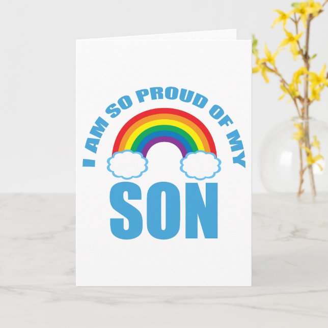Tarjeta Orgulloso de mi hijo, padre del orgullo gay arcoir (flor amarilla)