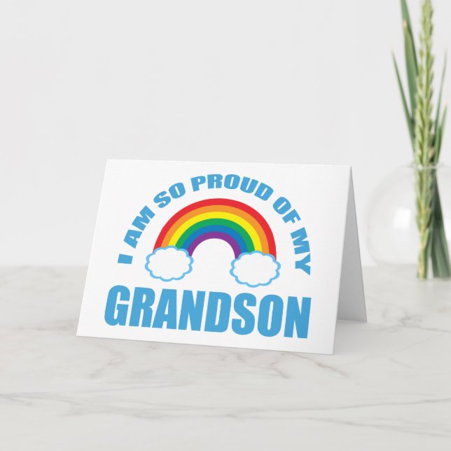 Tarjeta Orgulloso de mi nieto abuelo arcoiris (Anverso)