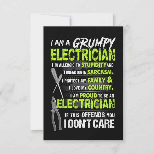Tarjeta Orgulloso de ser un electricista (Anverso)