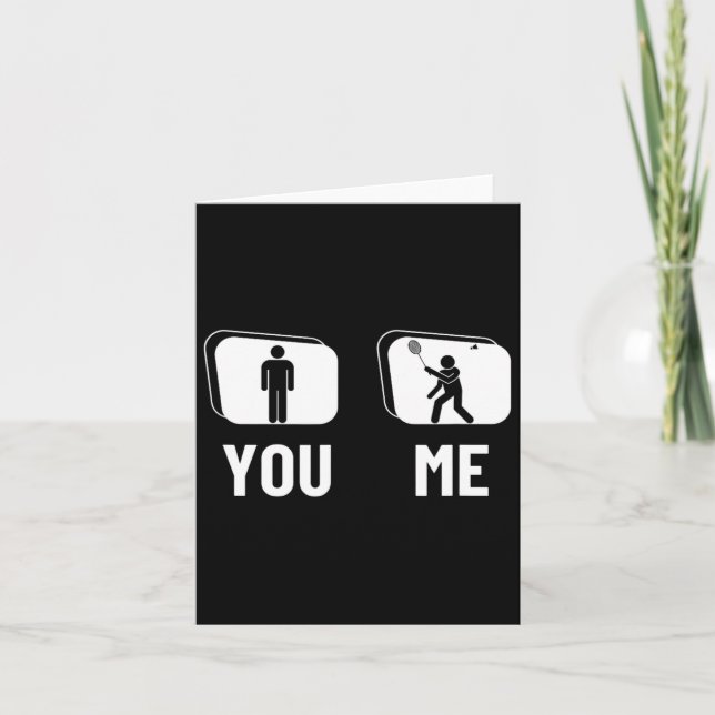 Tarjeta Orgulloso jugador de bádminton hombres lanzaron di (Anverso)