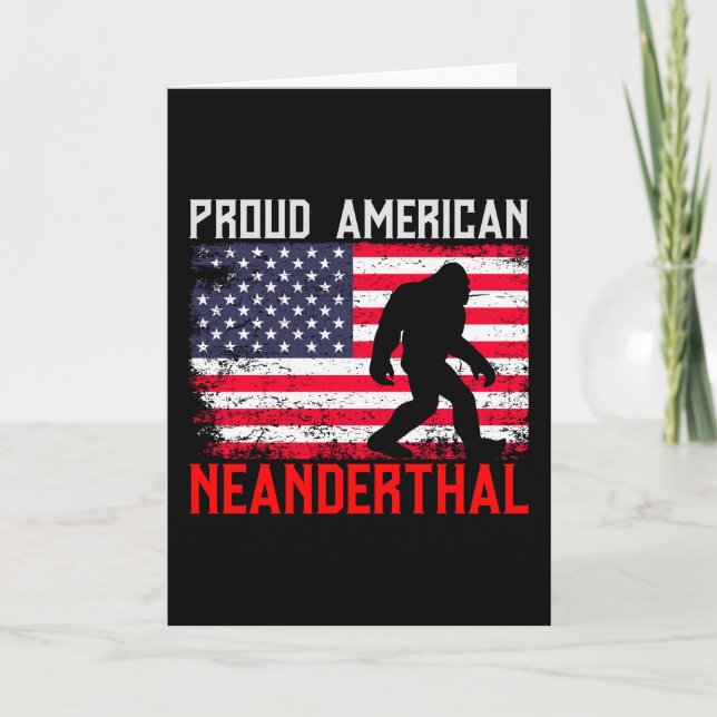 Tarjeta Orgulloso Neanderthal Estadounidense | Bandera de  (Anverso)