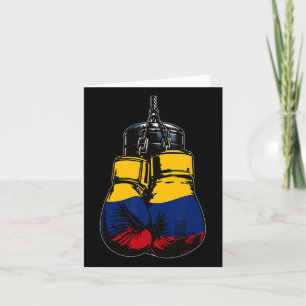 Tarjeta Orgullosos guantes de boxeo con bandera de Colombi