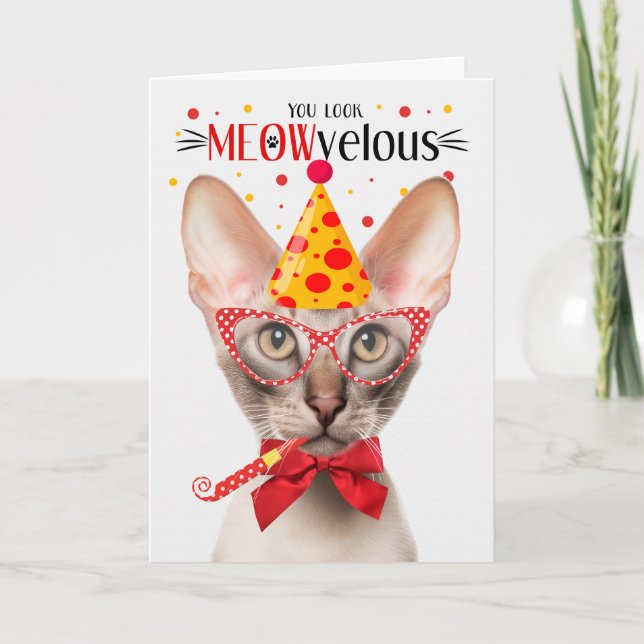 Tarjeta Oriental Shorthair Cat MEOWvelous Birthday (Anverso)