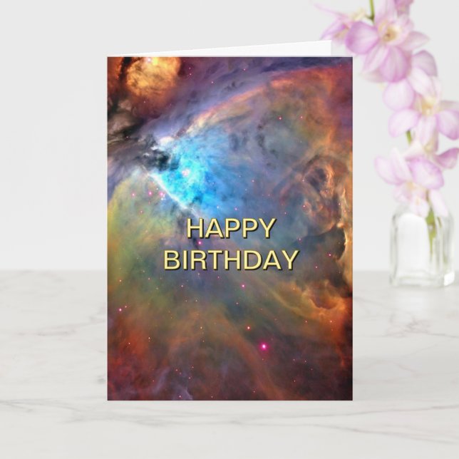 Tarjeta Orion Nebula Out of This World Space Birthday 5x7 (Orquídea)