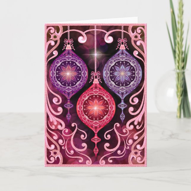 Tarjeta Ornamental Christmas - Pink Christmas Card (Anverso)