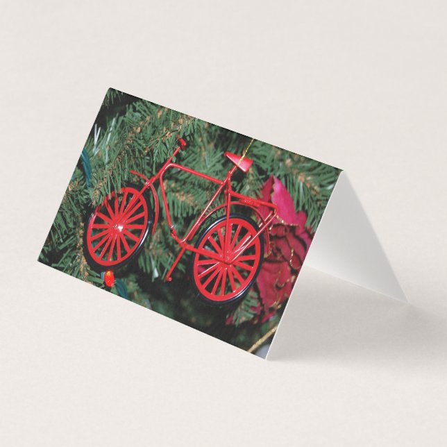 Tarjeta Ornamento de bicicleta en un árbol de Navidad (Anverso)