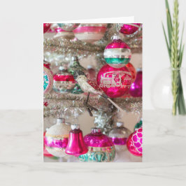 Tarjeta Ornamento de pájaro vintage y bretas brillantes en