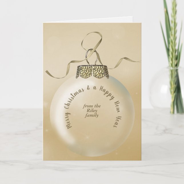 Tarjeta Ornamento dorado de Navidad (Anverso)