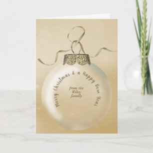 Tarjeta Ornamento dorado de Navidad