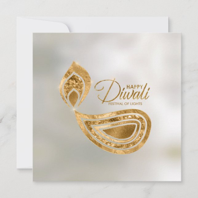 Tarjeta Ornamento morado y dorado Feliz Diwali Card (Anverso)