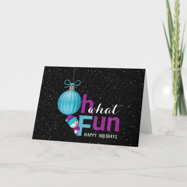 Tarjeta Ornamento navideño en copos de nieve (Anverso)