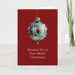 Tarjeta Ornamento rojo verde navidad