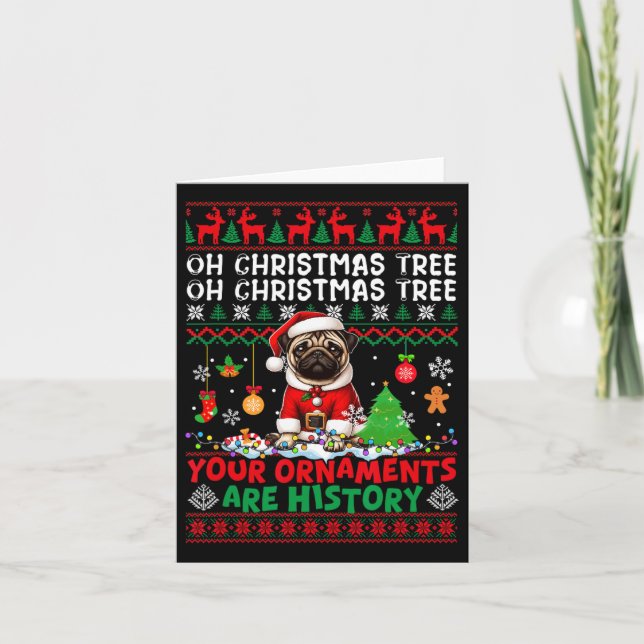 Tarjeta Ornamentos de árbol de navidad son historia suéter (Anverso)