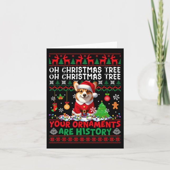 Tarjeta Ornamentos de árbol de navidad son historia suéter (Anverso)