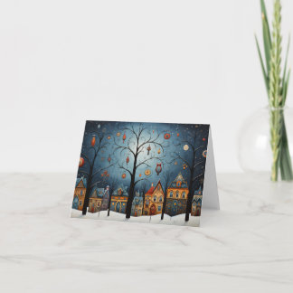 Tarjeta Ornamentos de invierno Navidades de arte folclóric