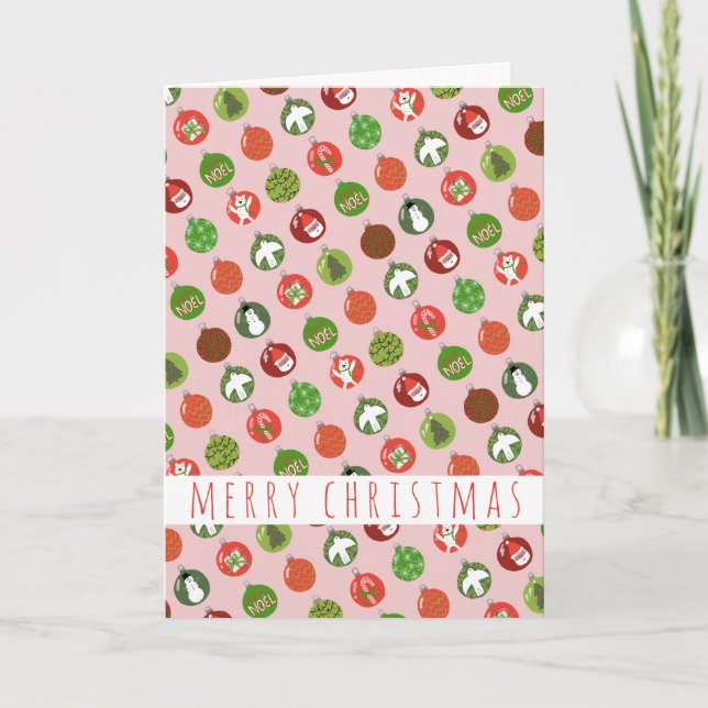 Tarjeta Ornamentos de Navidad Bolas de Navidad Encantadora (Anverso)