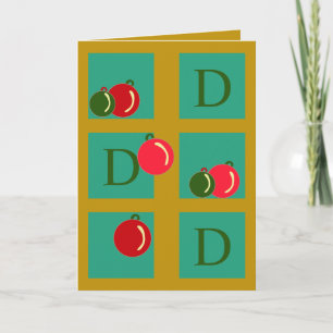 Tarjeta Ornamentos divertidos monogramados Navidades de or