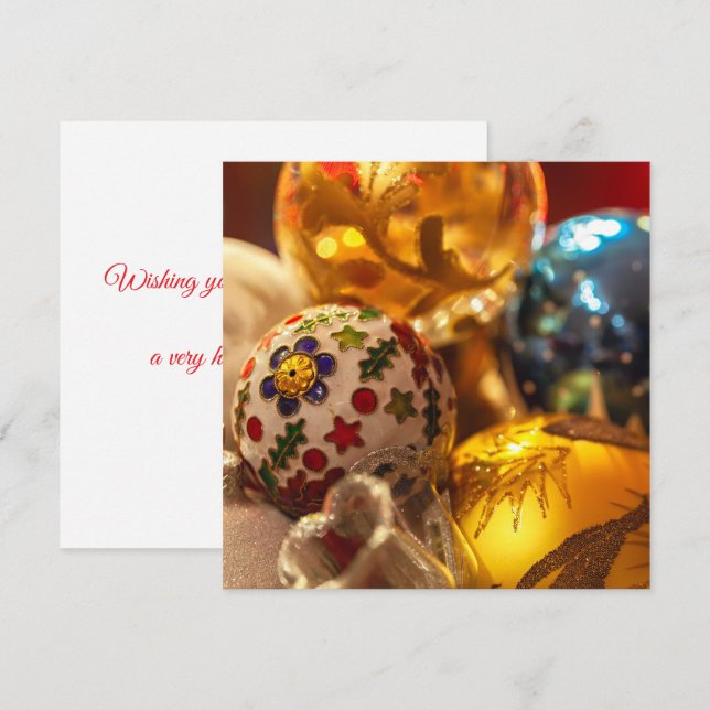 Tarjeta Ornamentos navideños festivos (Anverso / Reverso)