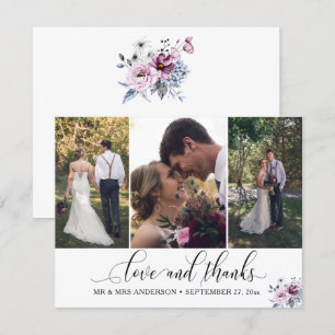 Tarjeta Ornate Calligraphy Gracias a 3-Photo Boda