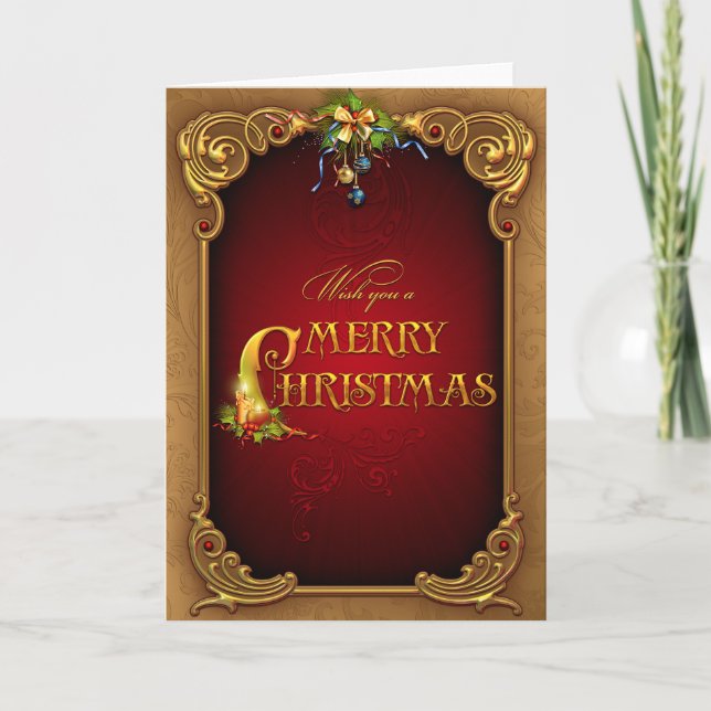 Tarjeta Ornate Elegent Navidades Personalizados (Anverso)