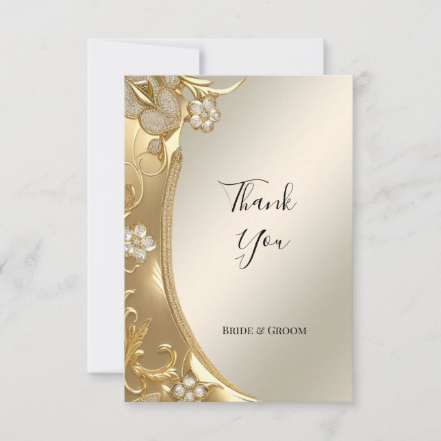 Tarjeta Ornate Floral de Oro (Anverso)