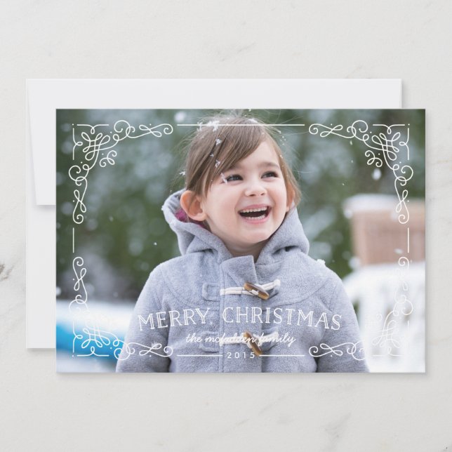Tarjeta Ornate Frame Navidad - Nieve (Anverso)