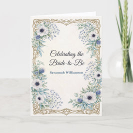 Tarjeta Ornate Green Blue Botanical Bridal Shower