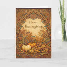 Tarjeta Ornate Jewel Tone Paisley Thanksgiving Harvest 