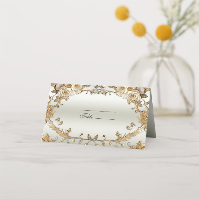Tarjeta Ornate White Flowers Place (Anverso)