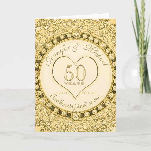 Tarjeta Oro 50.º Aniversario del Boda de Oro (Anverso)