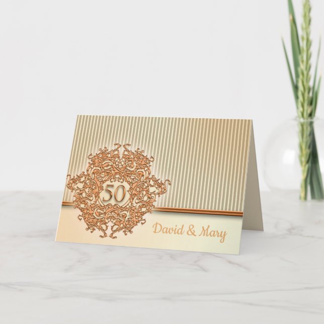 Tarjeta Oro, 50 Aniversario de Boda. (Anverso)