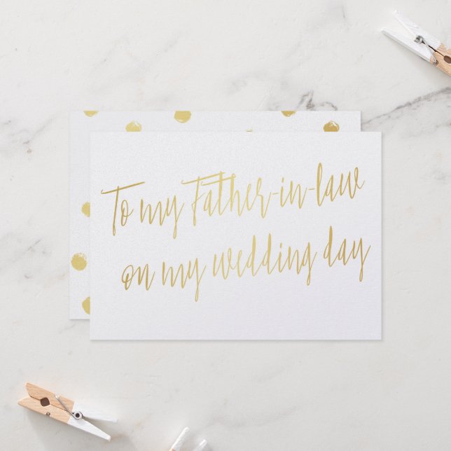 Tarjeta Oro "A mi suegro el día de mi boda" (Anverso/Reverso In Situ)