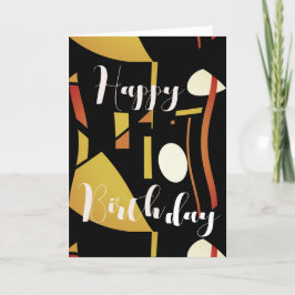 Tarjeta Oro beige en cumpleaños negro abstracto
