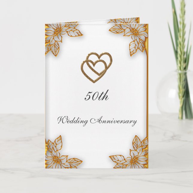 Tarjeta Oro Blanco  50 Aniversario de Boda (Anverso)