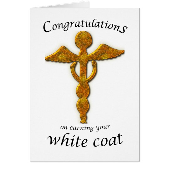 Tarjeta Oro blanco de la ceremonia de la capa médico