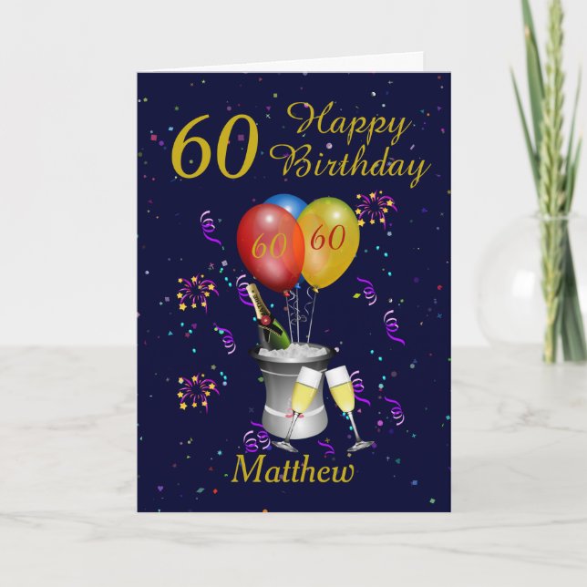 Tarjeta Oro de la Marina de Fiesta de Cumpleaños 60 (Anverso)