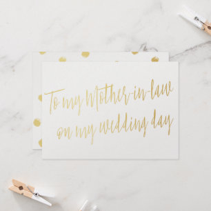 Tarjeta Oro elegante "a mi suegra en mi día de boda "