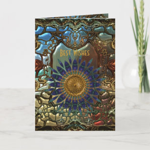 Tarjeta Oro Metal Arte Nuevo Mejor Cumpleaños Dese
