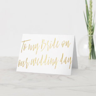 Tarjeta Oro moderno "A mi novia de nuestro boda"