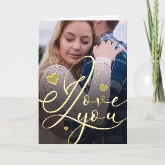 Tarjeta Oro Moderno  Valentín Te Amo Foto (Anverso)