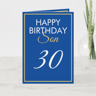 Tarjeta Oro moderno y Hijo azul 30 cumpleaños