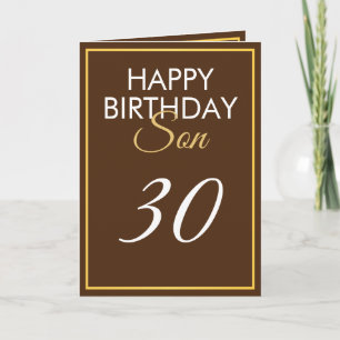 Tarjeta Oro moderno y hijo marrón 30 cumpleaños