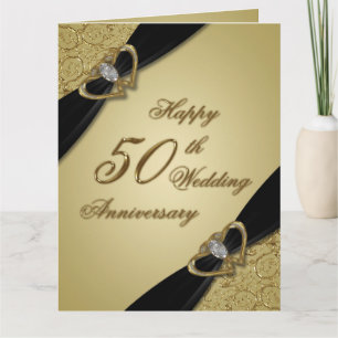 Tarjeta Oro Negro 50 aniversario Boda 8.5x11