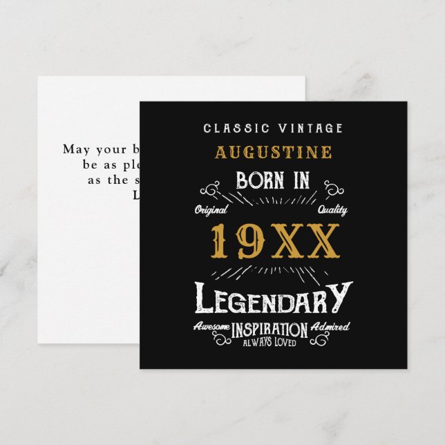 Tarjeta Oro negro retro de cumpleaños 40 personalizado (Anverso / Reverso)