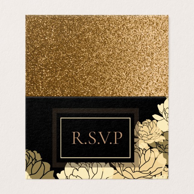 Tarjeta Oro R.S.V.P, bronceado, amarillo 50 aniversario (Exterior desplegado)