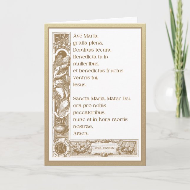 Tarjeta Oro religioso AVE MARIA Virgin Mary Elegant Card (Anverso)
