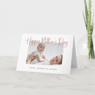 Tarjeta Oro rosa Script Happy Mother's Day Photo Card